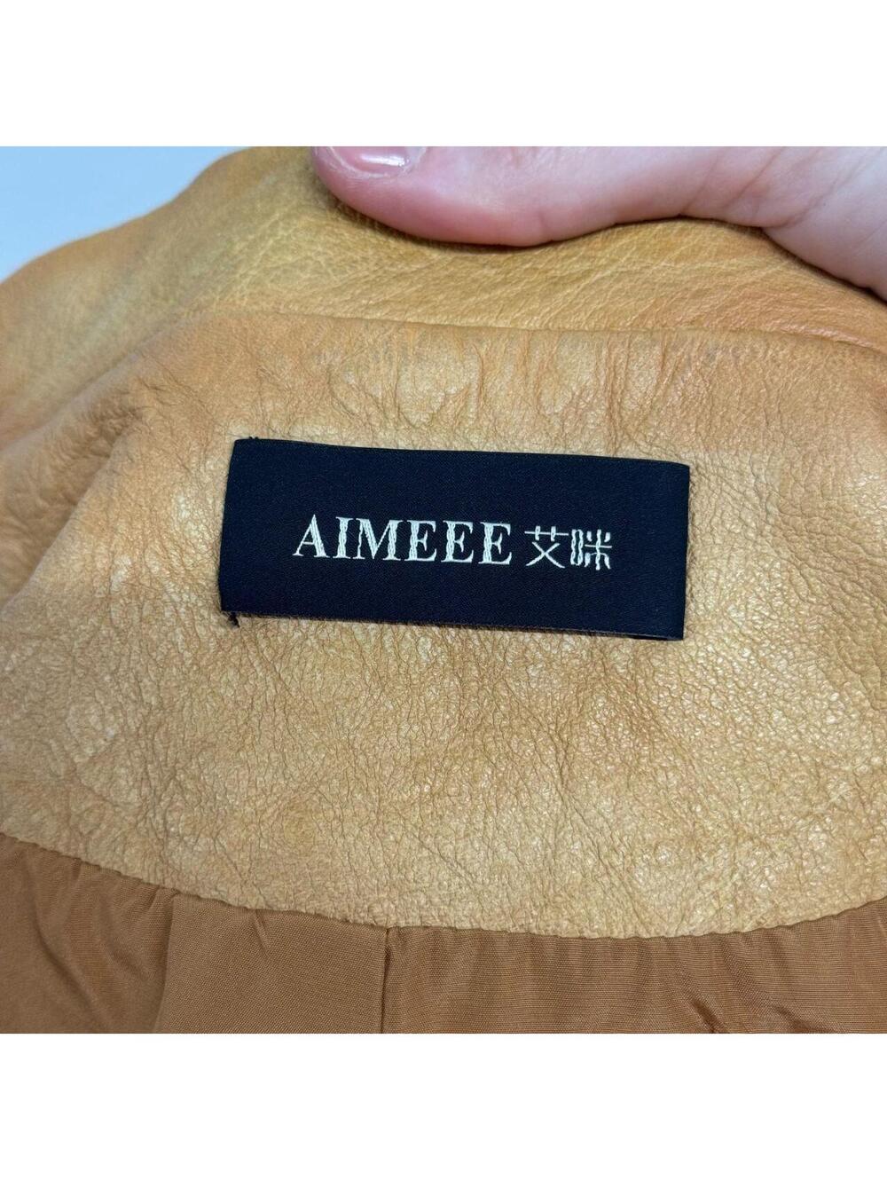 Vintage Tan Funnel Neck Asymmetric Avant Garde Leather Jacket - Picture 8 of 8